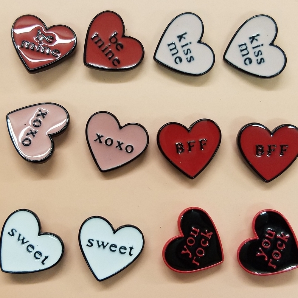 Valentine Heart Stud Enamel 1/4" Earrings
